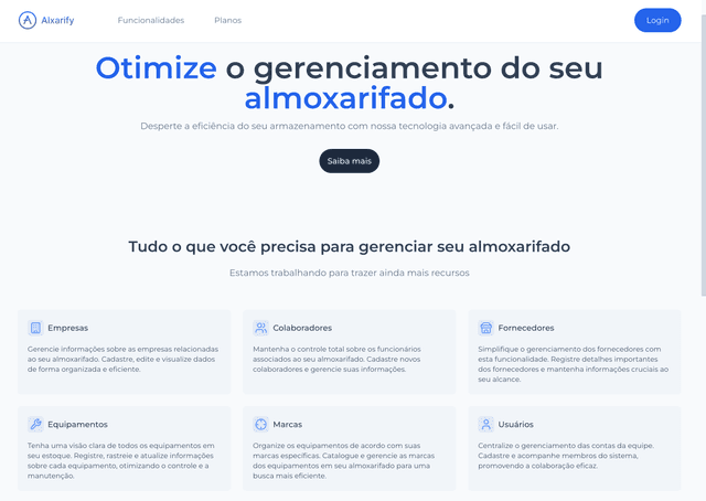 Alxarify Landing Page